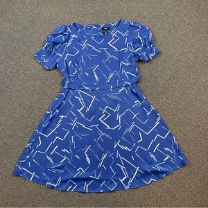 DKNY Blue and White Patterned Dress